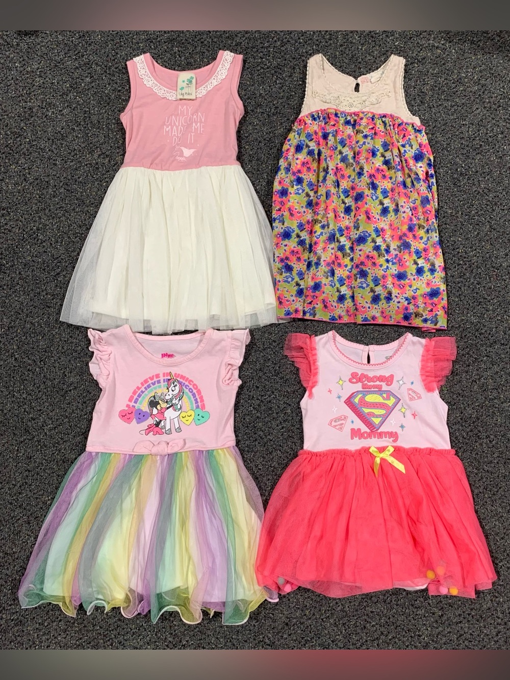 Bundle of 4 adorable girls 24 month and 2T tulle summer dresses